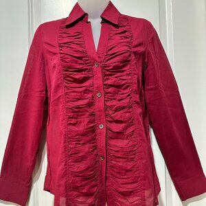 New Banana Republic Stretch Wine Colored Long Sleeve Cotton Top, Size S (NWOT)